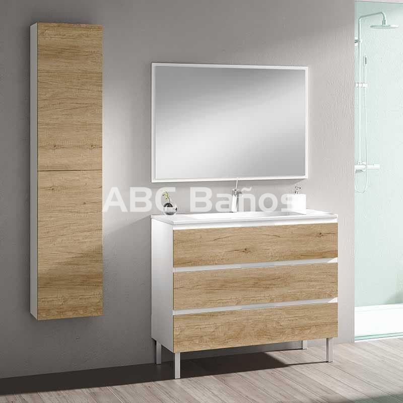 Mueble columna colgar de baño Bolton de 35 cm ancho color Blanco Lacado -  Comprar online al mejor precio.